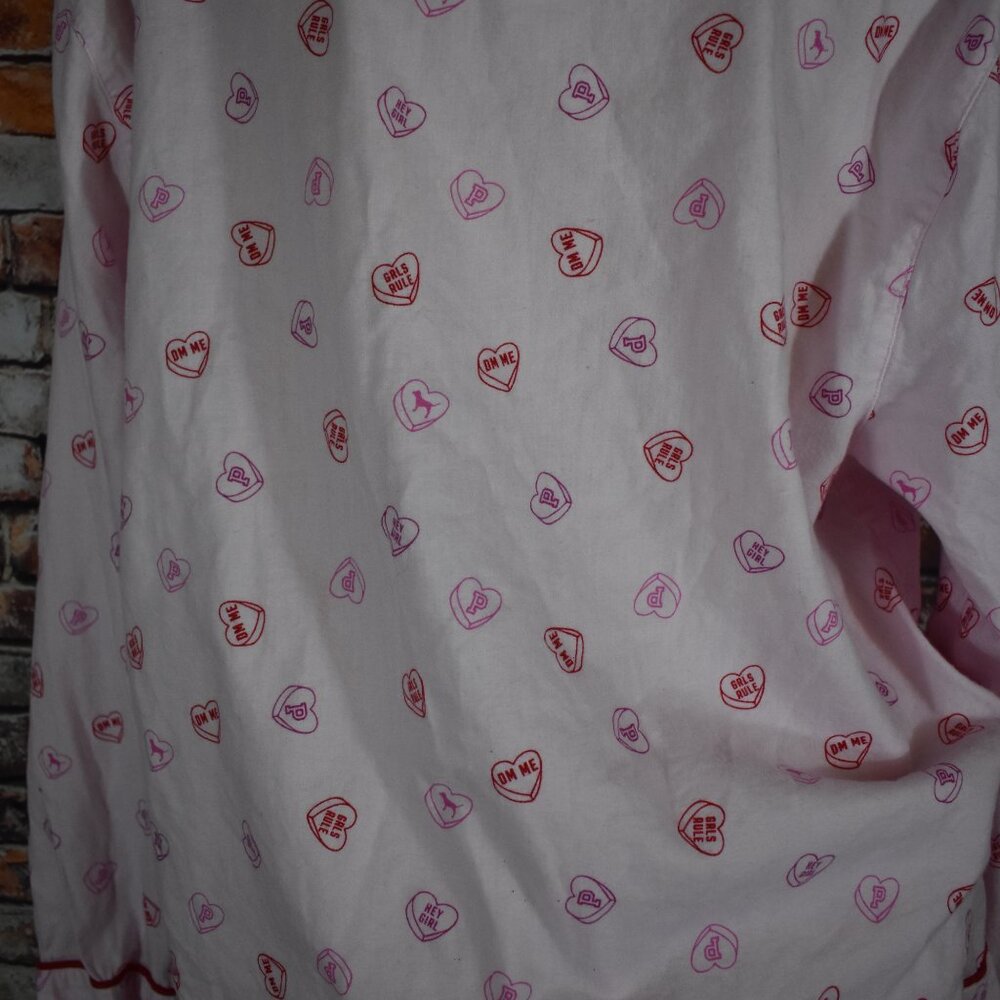 Victorias Secret Medium XL Pajama 2 Piece Set Valentine Conservation Hearts - Picture 6 of 12